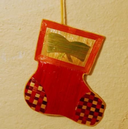 赤い家 / 麦わらクリスマスオーナメント / ハンドメイド