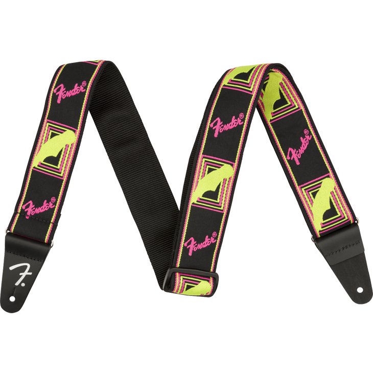 Fender (フェンダー) ストラップ NEON MONOGRAMMED STRAP カラー：Yellow/Pink【追跡可能メール便 送料無料】  - シライミュージック