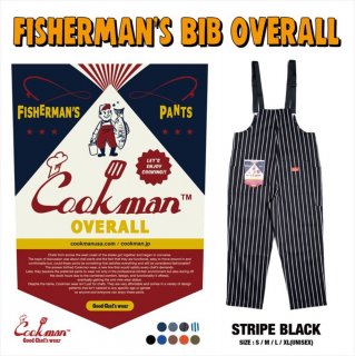 【COOKMAN】 Fisherman's Bib Overall 「Stripe」 Black