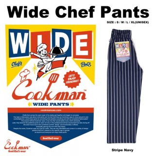 【COOKMAN】 Wide Chef Pants Stripe Navy