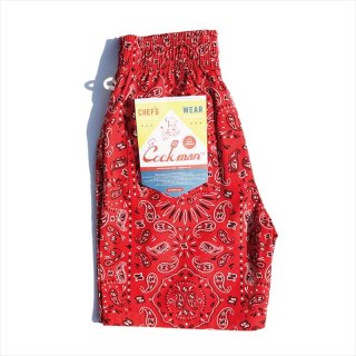 COOKMAN Chef Pants Short Paisley Red