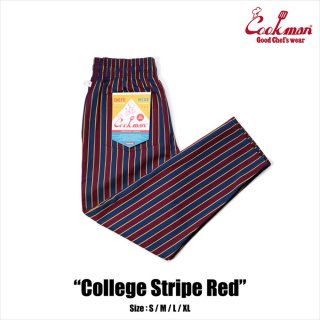 【COOKMAN】 Chef Pants College Stripe Red