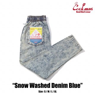 COOKMAN Chef Pants Snow Washed Denim Blue