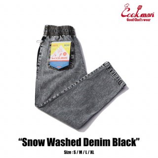 COOKMAN Chef Pants Snow Washed Denim Black