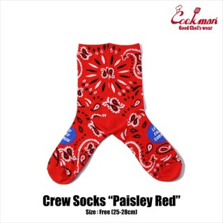 【COOKMAN】 Crew Socks Paisley Red