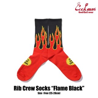 【COOKMAN】 Rib Crew Socks Flame Black