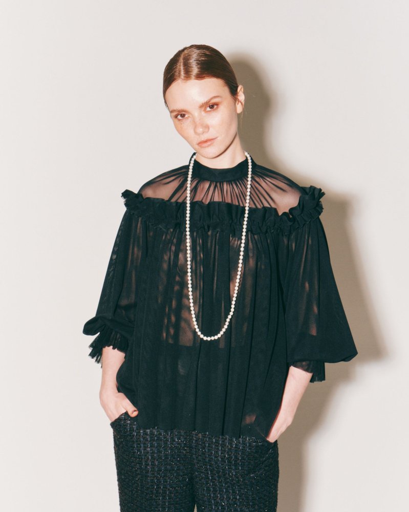 TULLE GATHER FRILL TOPS