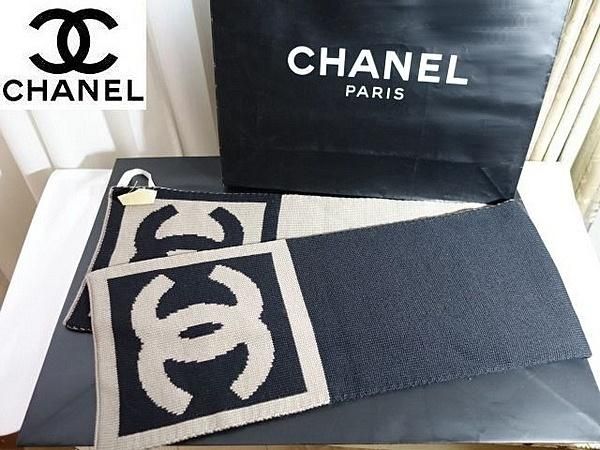 美品 【CHANEL】 リバーシブル マフラー CCマーク 黒×ベージュ - kiyorita