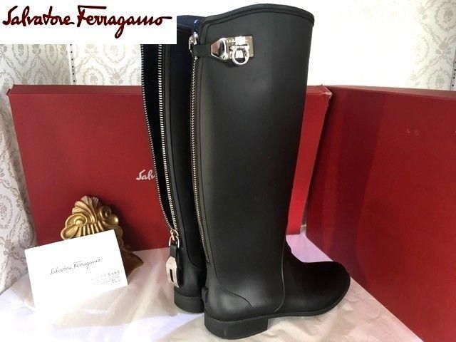 【極美品】FERRAGAMO レインブーツ丈約27cm