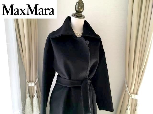 通販限定 Max Mara ダブルブレスト 白タグ38 ウール カシミヤ混コート