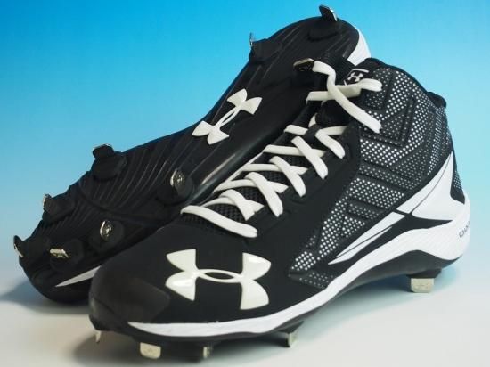 ○アウトレット 色あせ○Under Armour アンダーアーマー Yard Mid ST○野球スパイク金具メタル○黒白ミドルカット○アメリカ輸入 -  アメリカ輸入野球用品専門店NEBARU