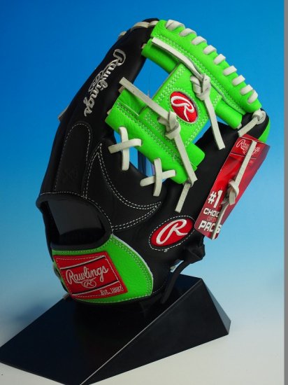 ○USA Rawlings ローリングス Gamer XLE○黒×黄緑○野球グローブ硬式 遊撃手 内野手用○右投○刺繍商標 アメリカ輸入 -  アメリカ輸入野球用品専門店NEBARU