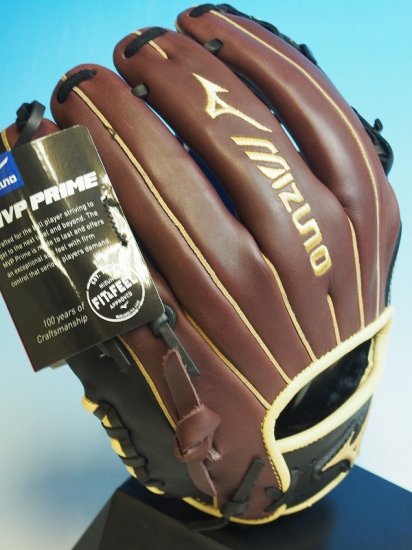 ○USA Mizuno MVP PRIME ミズノ 赤茶×黒○硬式 内野手用Hウェブ 11.75