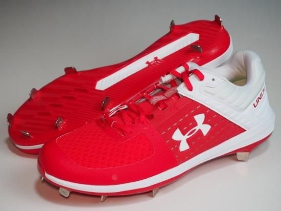 ●Under Armour アンダーアーマーUA Yard Low ST メッシュ●野球スパイク 金具メタル●赤白 ローカット●アメリカ輸入, -  アメリカ輸入野球用品専門店NEBARU