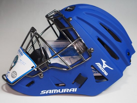 ○USAミズノSamuraiG4青○硬式野球用ホッケー型キャッチャーマスク 
