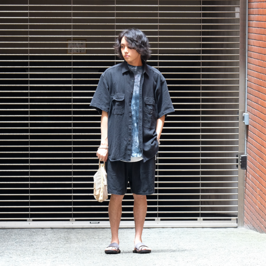 hobo｜ホーボー｜ARTISAN S/S SHIRT LINEN COTTON TWILL HAND DYED｜公式通販｜RAY COAL｜