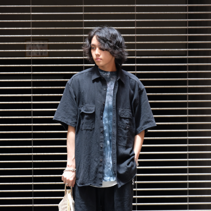 hobo｜ホーボー｜ARTISAN S/S SHIRT LINEN COTTON TWILL HAND DYED