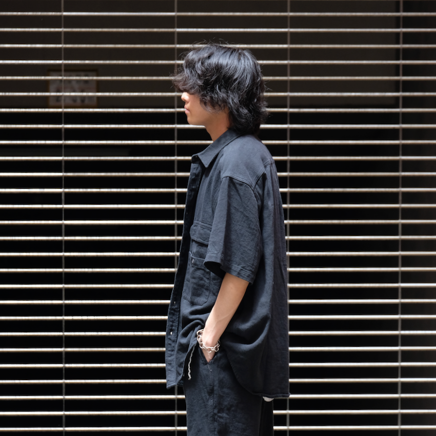 hobo｜ホーボー｜ARTISAN S/S SHIRT LINEN COTTON TWILL HAND DYED｜公式通販｜RAY COAL｜