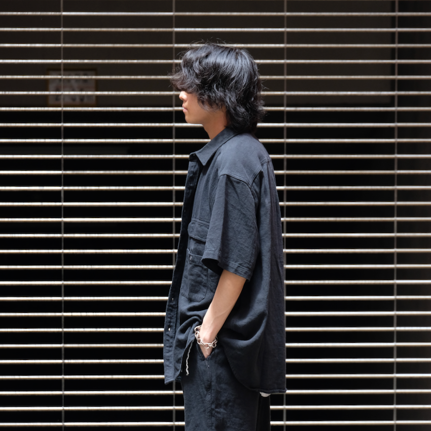 hobo｜ホーボー｜ARTISAN S/S SHIRT LINEN COTTON TWILL HAND DYED