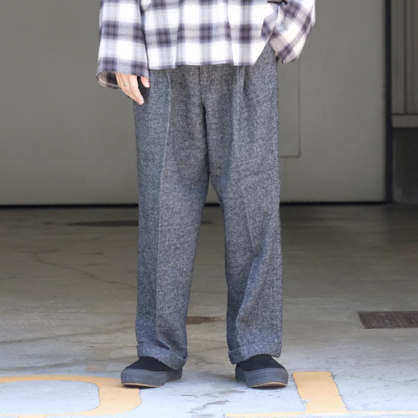 stein】TWO TUCK WIDE TROUSERS Glen checkdaiwapie - スラックス