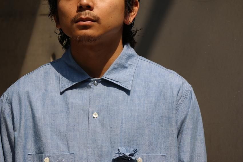 Unlikely Open Collar Work シャンブレー シャツ L Unlikely Open Collar Work シャンブレー シャツ L