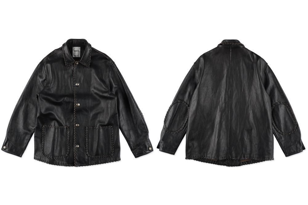 ジャケット・アウター BOWWOW leatherwovenchorecoat BOW WOW LEATHER WOVEN CHORE COAT BOWWOW