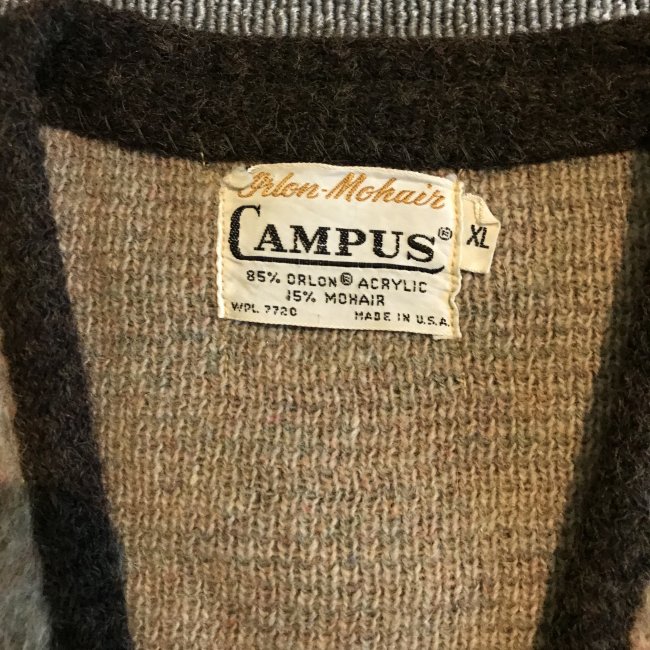 60's CAMPUS モヘア カーディガン XL MADE IN USA 好配色 - Lemontea