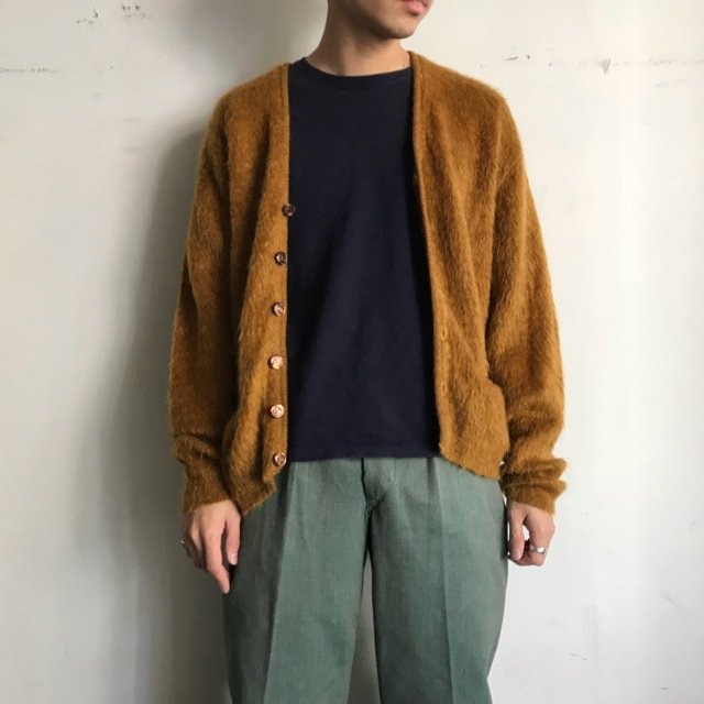 60's Sears Mohair Cardigan XL コヨーテ 毛足長めの - Lemontea