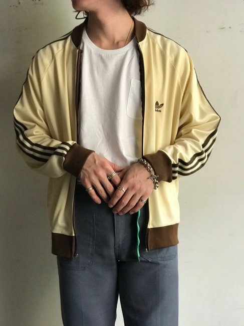 80's adidas ATP Track Jacket cream brown L MADE IN USA - Lemontea