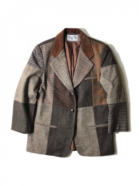 90's INTERNATIONAL SCENE Patchwork Tweed Suede Combination