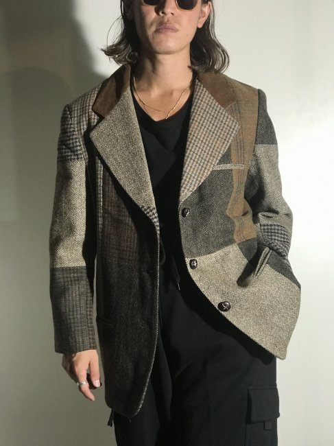 90's INTERNATIONAL SCENE Patchwork Tweed Suede Combination