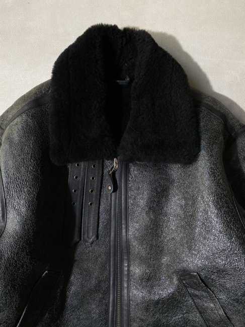 90's FEDELESS MILITARY INC. B-3 Type Mouton Jacket BLACK
