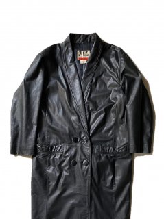 90's ADVANCED DESIGN Double breasted LEATHER Coat BLACK