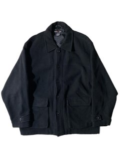 90's ROOTS JEANS Melton Coverall Jacket BLACK MADE IN HONG KONG