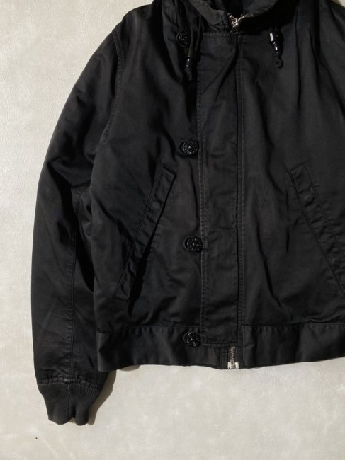 07's STONE ISLAND RASO GOMMATO Fooded Jacket BLACK 