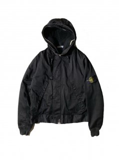 07's STONE ISLAND RASO GOMMATO Fooded Jacket BLACK 