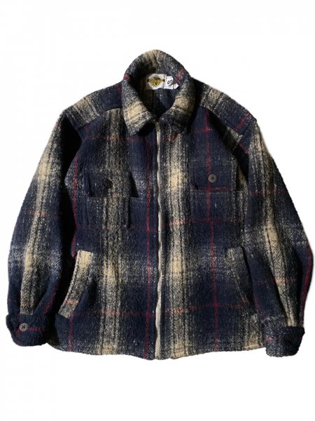 90's EARTH RAGZ Heavy Flannel Check Zip-up Shirt Jacket - Lemontea 