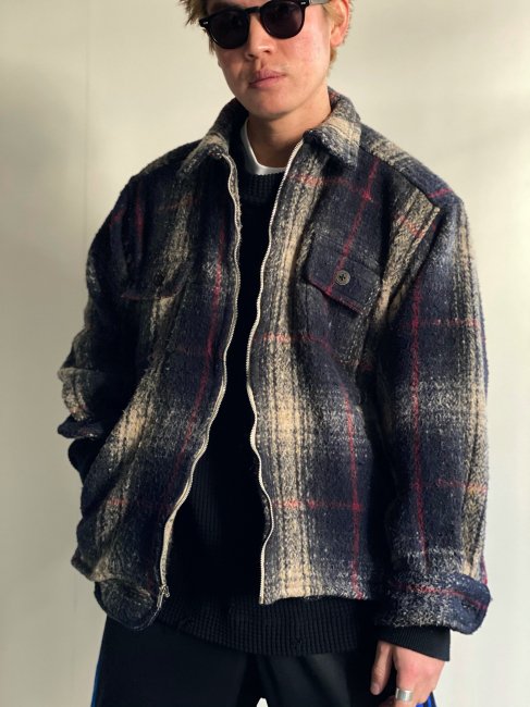 90's EARTH RAGZ Heavy Flannel Check Zip-up Shirt Jacket - Lemontea