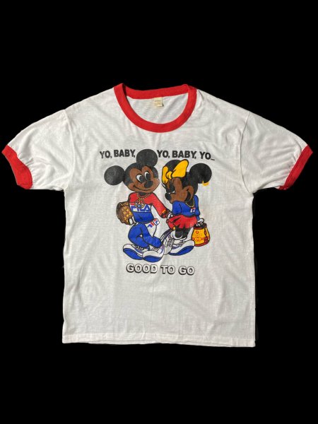 80's sportswear Boot Mickey&Minnie Trim T-shirt MADE IN U.S.A. 