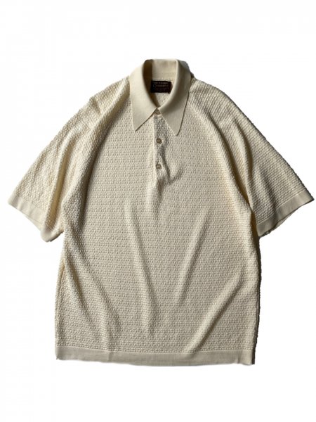 80's VAN HEUSEN COLESETA Summer Knit Polo Shirt IVORY - Lemontea