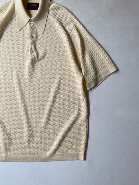 80's VAN HEUSEN COLESETA Summer Knit Polo Shirt IVORY - Lemontea