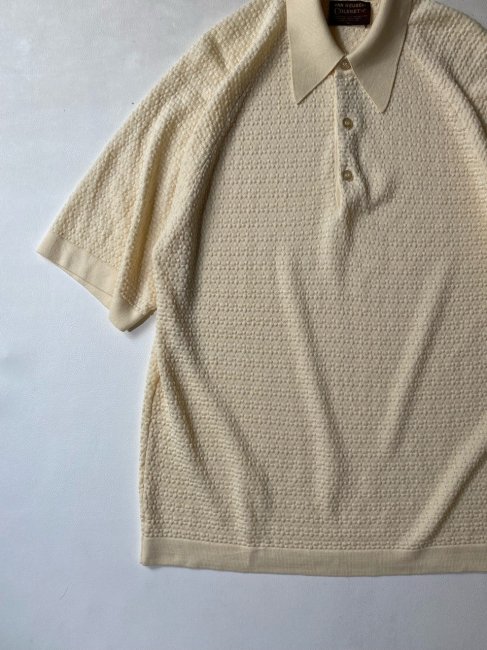 80's VAN HEUSEN COLESETA Summer Knit Polo Shirt IVORY - Lemontea