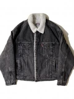90's Levi's Denim Boa Jacket BLACK MADE IN U.S.A.