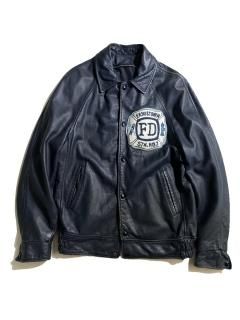 80s All Leather Stadium Jacket MIDNIGHT NAVY