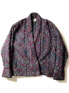 80's FIRST OPTION Paisley Silk Quilting Shawl Collar Jacket MADE IN U.S.A.