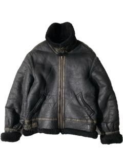 80's Unknown Brand Type B-3 Mouton Jacket BLACK