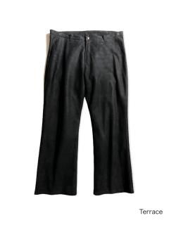 90's Backskin Leather Flare Pants BLACK