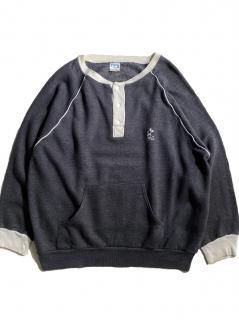 80's Disney Official Mickey Henry-neck Sweat X-LARGE
