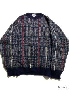 90's neiman Marcus Virgin Wool Cheak Pattern Knit