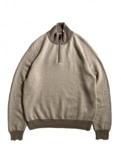 100% Cashmere Herringbone Half-zip Knit